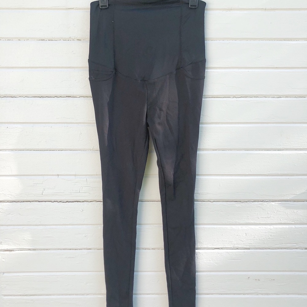 Isabel Maternity Black Leggings W/Crossover Panel